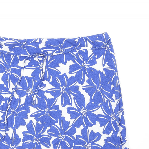 Marks and Spencer Womens Blue Floral Linen Trumpet Skirt Size 14