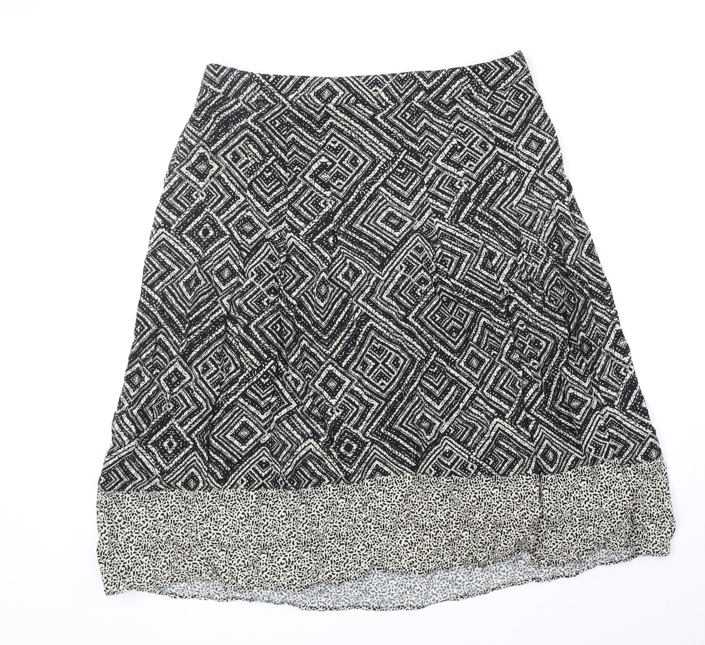 Bonmarché Womens Black Geometric Viscose Swing Skirt Size 14