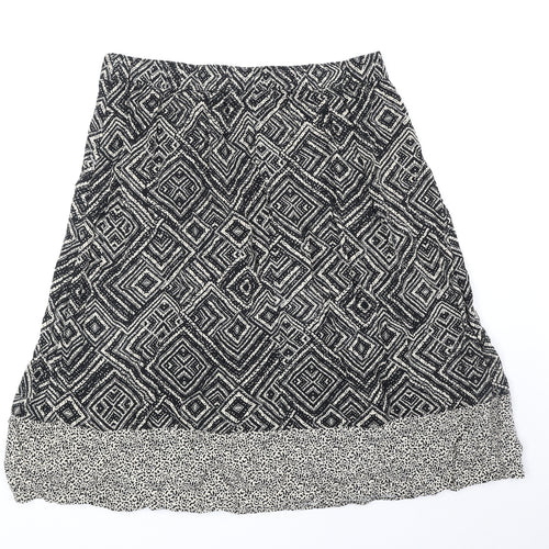 Bonmarché Womens Black Geometric Viscose Swing Skirt Size 14