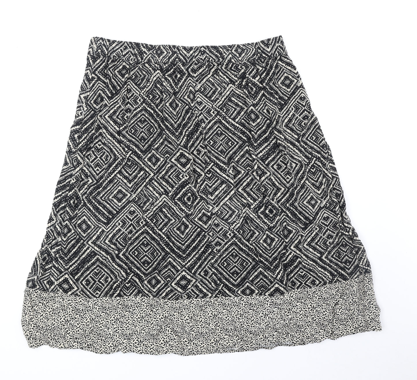 Bonmarché Womens Black Geometric Viscose Swing Skirt Size 14
