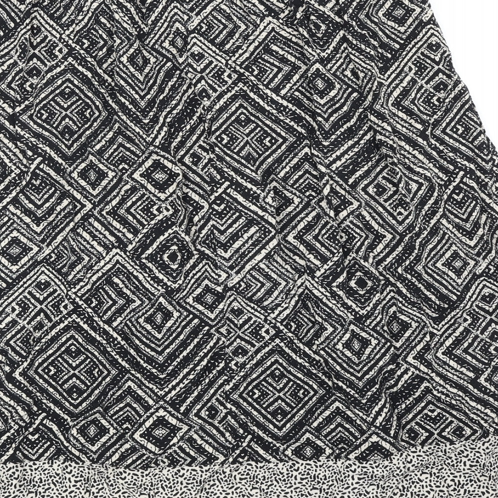 Bonmarché Womens Black Geometric Viscose Swing Skirt Size 14