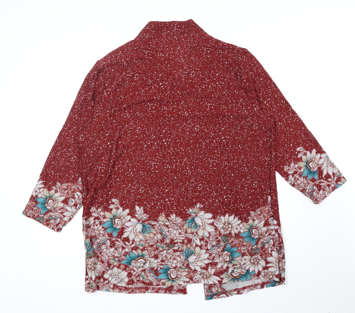 Auburn Womens Red Polyester Kimono Blouse Size 2XL V-Neck