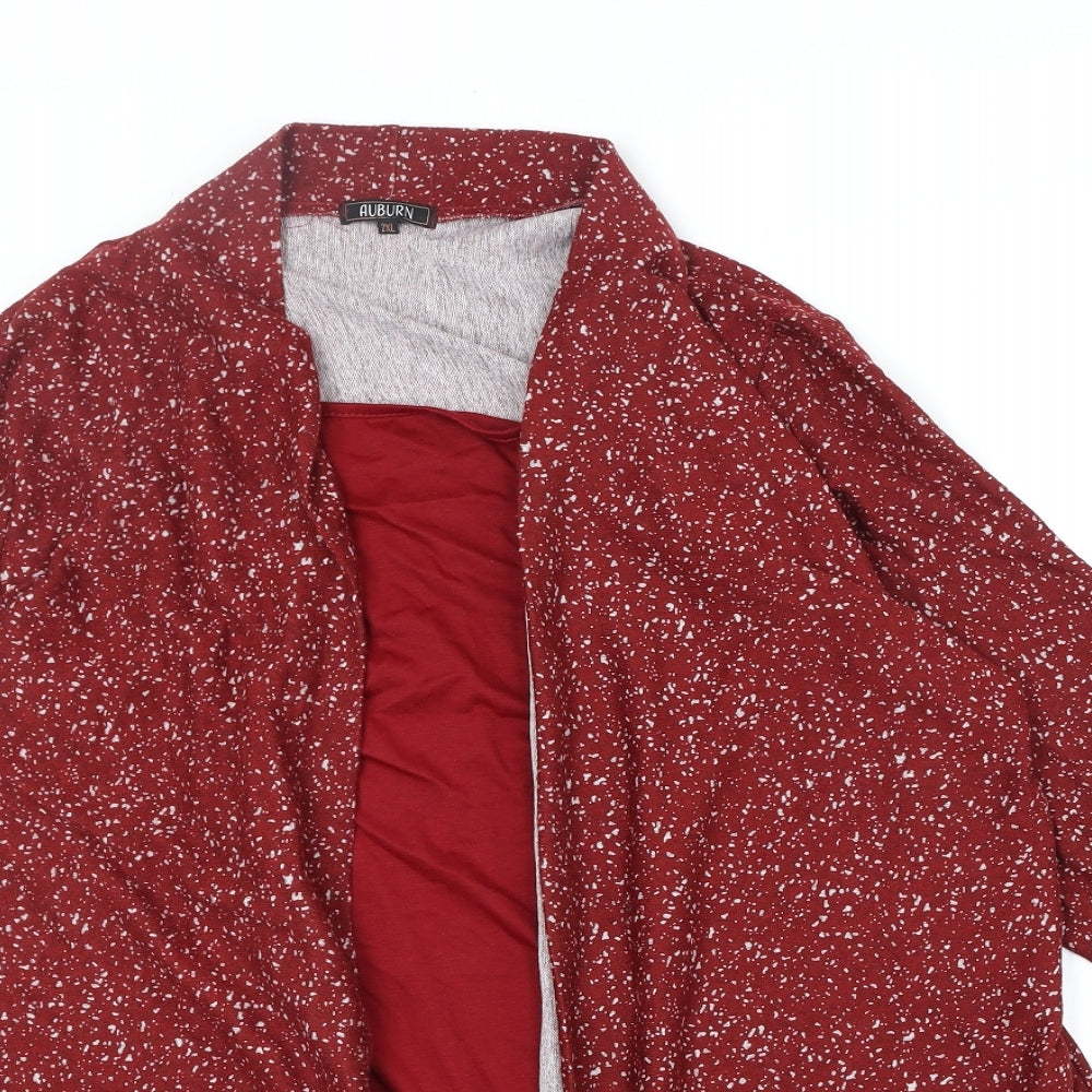 Auburn Womens Red Polyester Kimono Blouse Size 2XL V-Neck