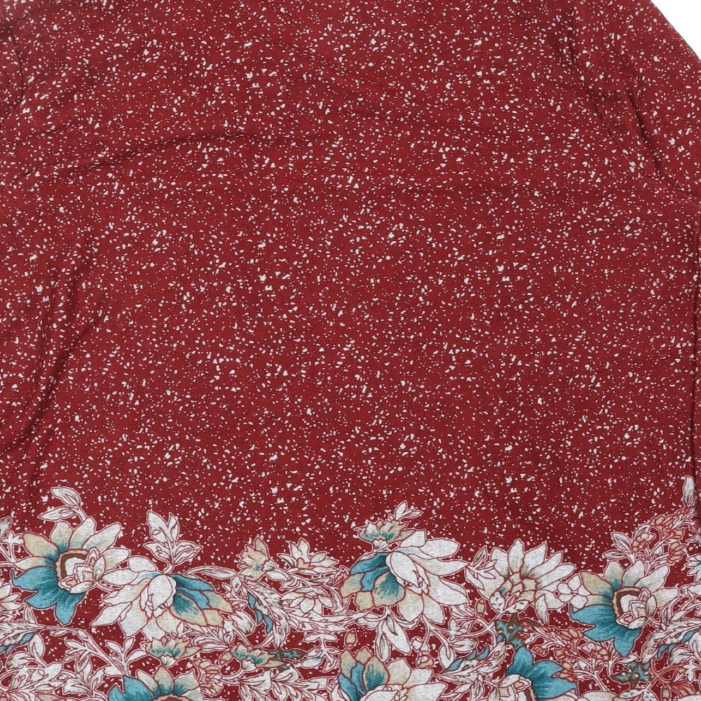 Auburn Womens Red Polyester Kimono Blouse Size 2XL V-Neck