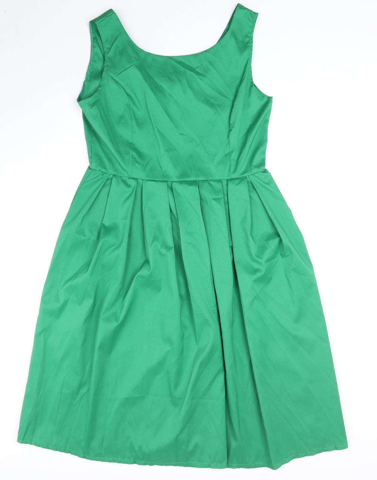 Artistic Taste Womens Green Polyester A-Line Size XL Round Neck Zip