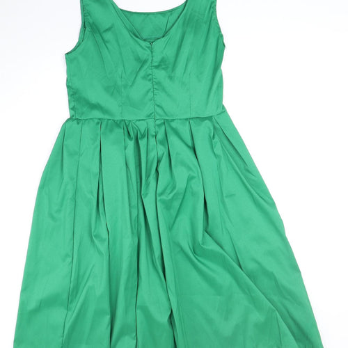 Artistic Taste Womens Green Polyester A-Line Size XL Round Neck Zip