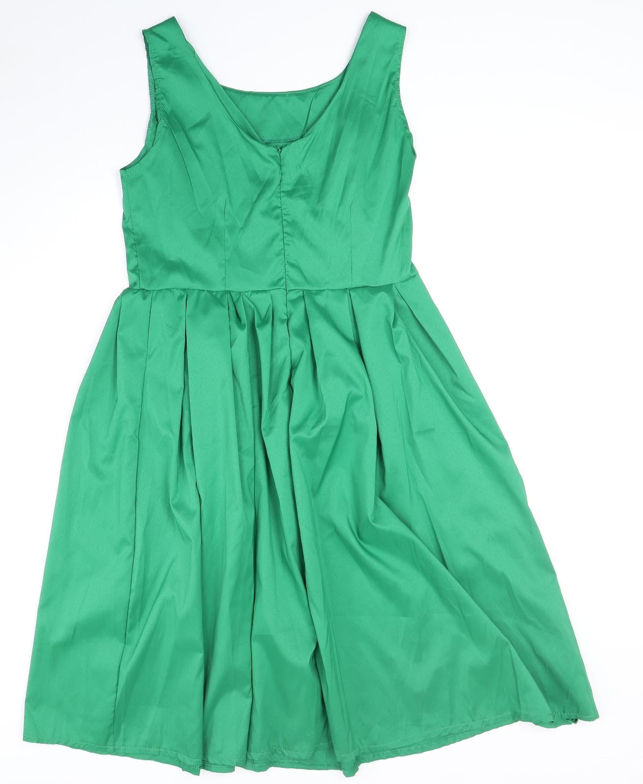 Artistic Taste Womens Green Polyester A-Line Size XL Round Neck Zip