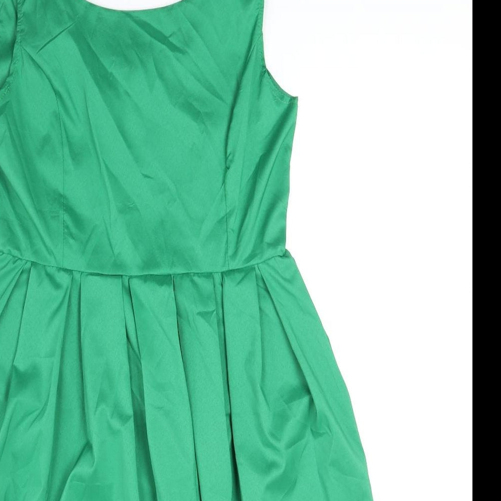 Artistic Taste Womens Green Polyester A-Line Size XL Round Neck Zip