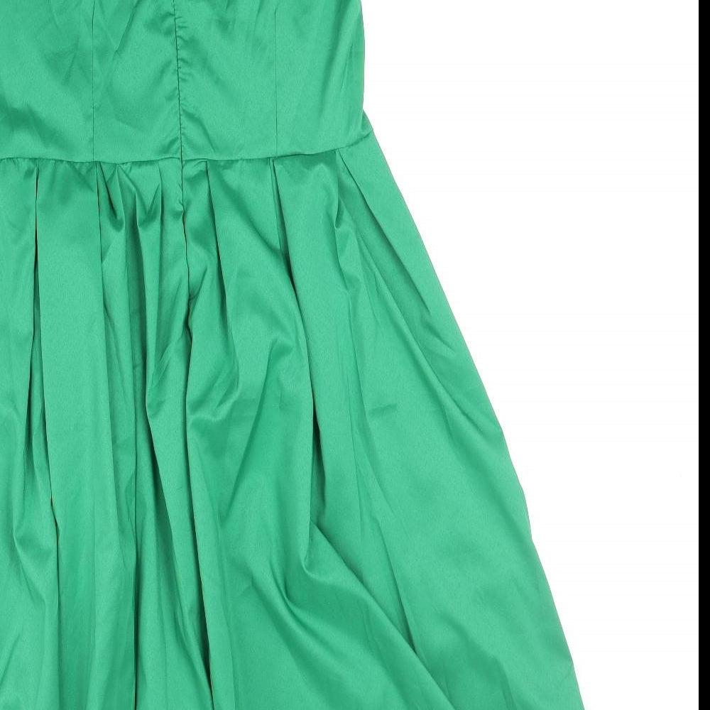 Artistic Taste Womens Green Polyester A-Line Size XL Round Neck Zip