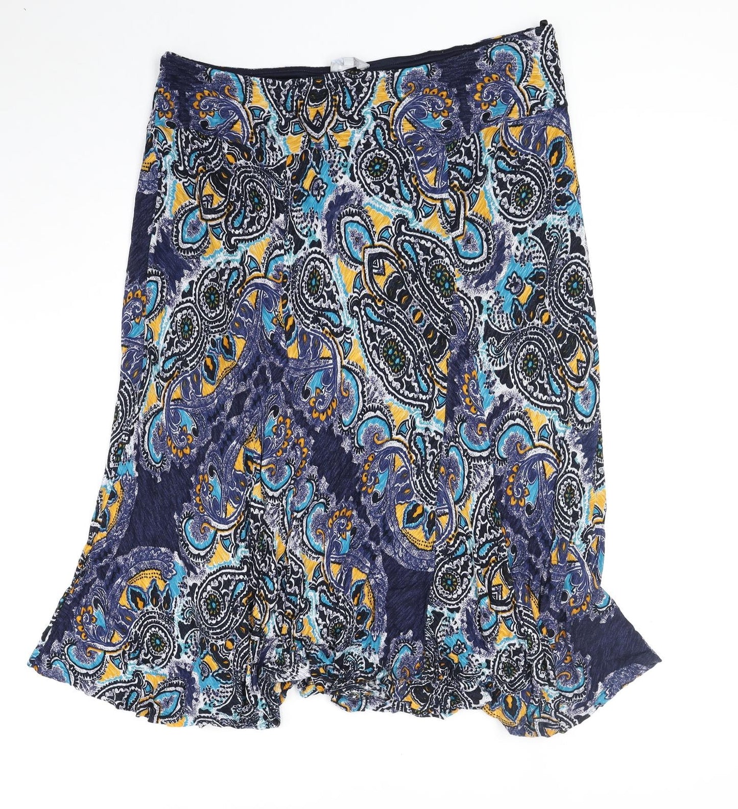 Per Una Womens Blue Geometric Viscose Swing Skirt Size 20