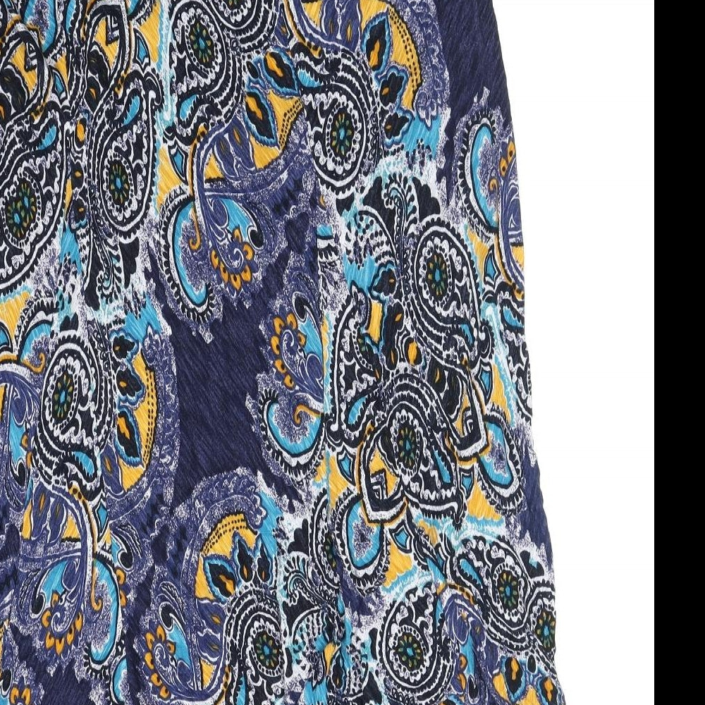 Per Una Womens Blue Geometric Viscose Swing Skirt Size 20
