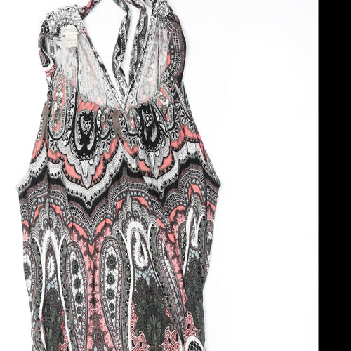 Monsoon Womens Multicoloured Paisley Viscose Basic Blouse Size 6 Scoop Neck
