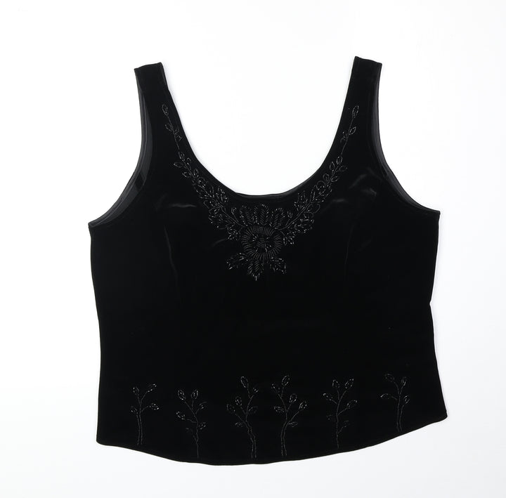 Marks and Spencer Womens Black Polyester Basic Tank Size 18 Round Neck