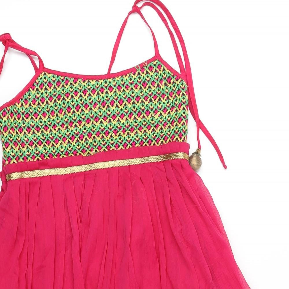 Stop Womens Pink Polyester A-Line Size 10 Round Neck Pullover