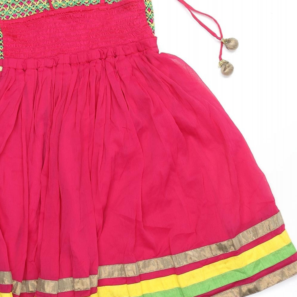 Stop Womens Pink Polyester A-Line Size 10 Round Neck Pullover