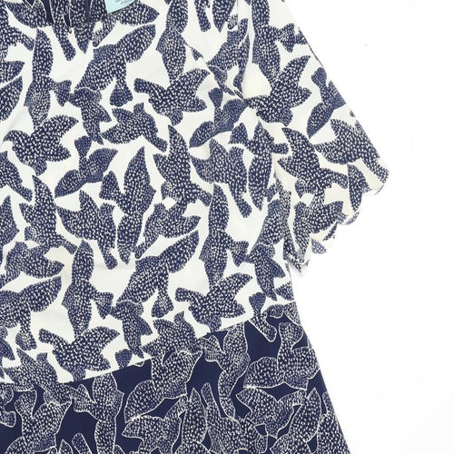 Dickens & Jones Womens Blue Geometric Polyester A-Line Size 10 Round Neck Zip - Bird