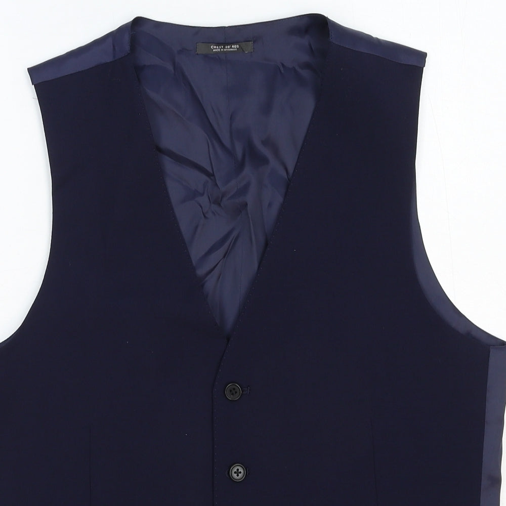 Marks and Spencer Mens Blue Jacket Waistcoat Size M Button