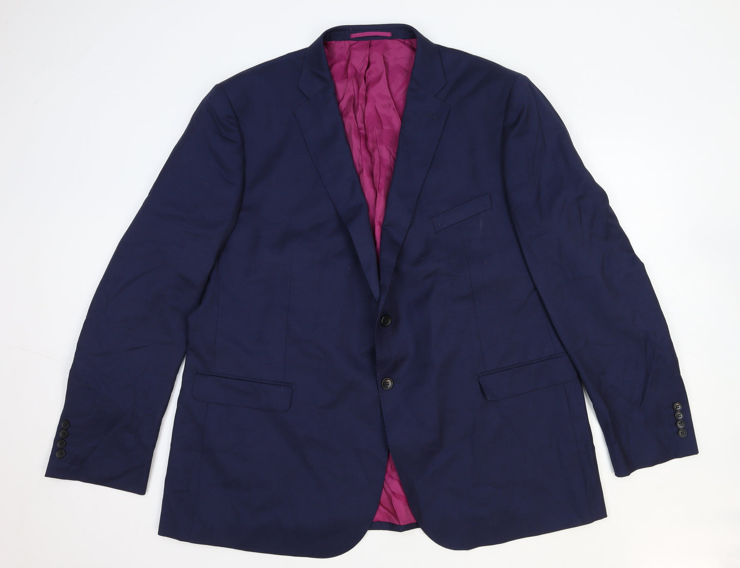 Moss Bros Mens Blue Wool Jacket Blazer Size L Regular