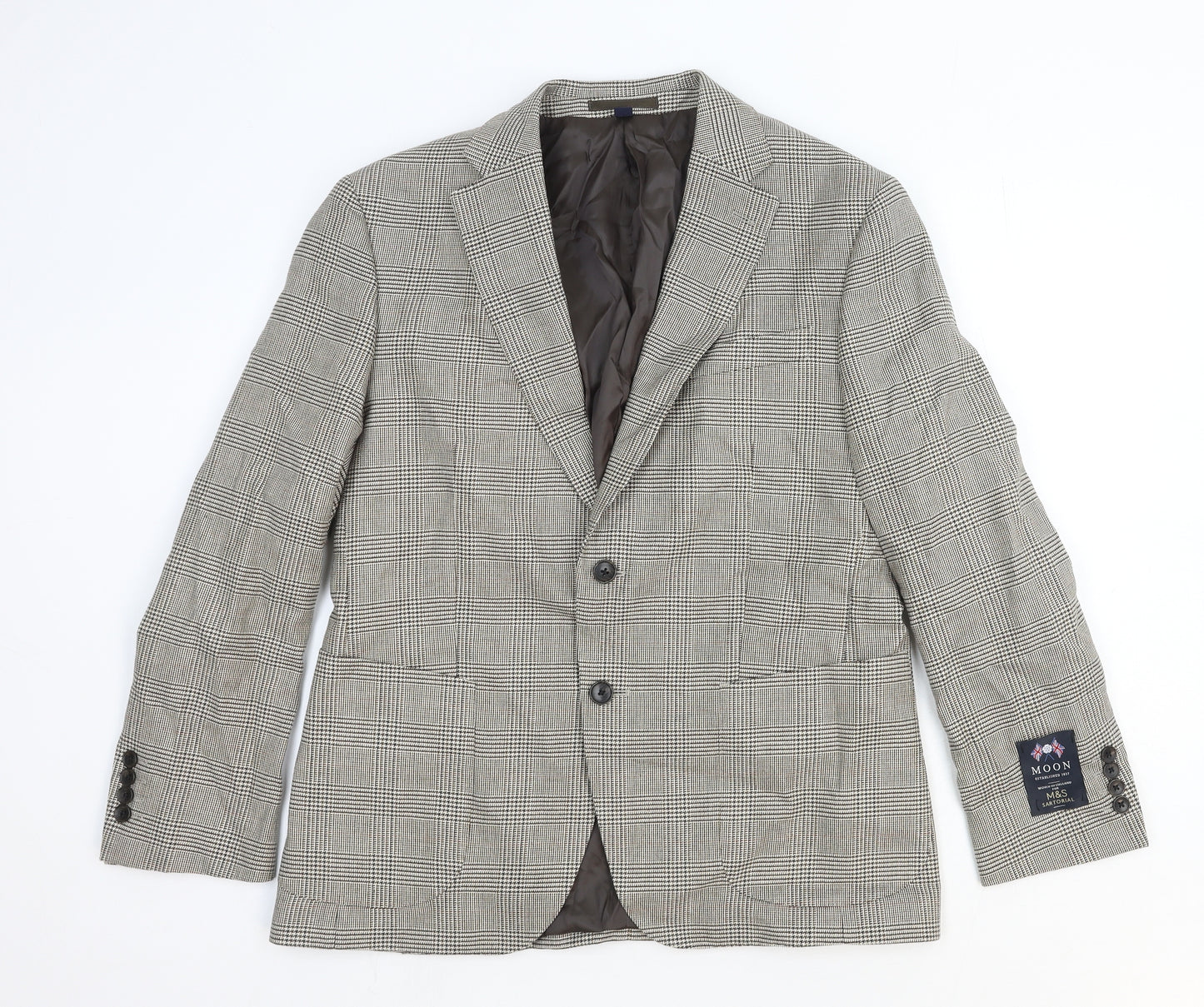 Marks and Spencer Womens Grey Plaid Cotton Jacket Blazer Size L