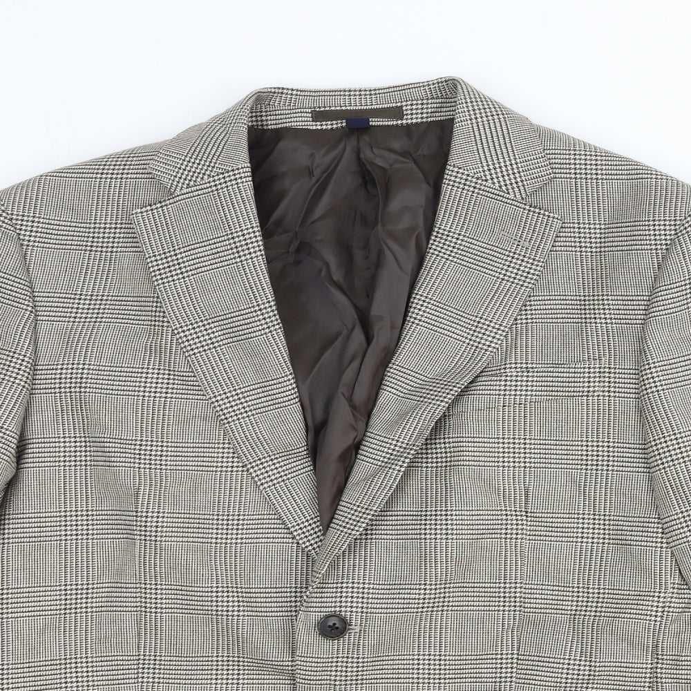 Marks and Spencer Womens Grey Plaid Cotton Jacket Blazer Size L