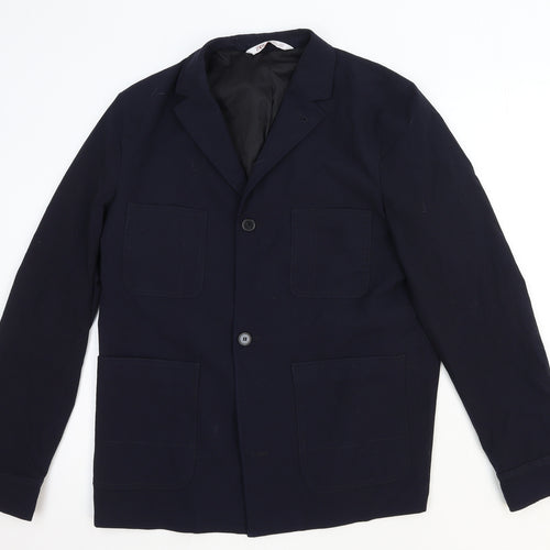 Zara Womens Blue Polyester Jacket Blazer Size M