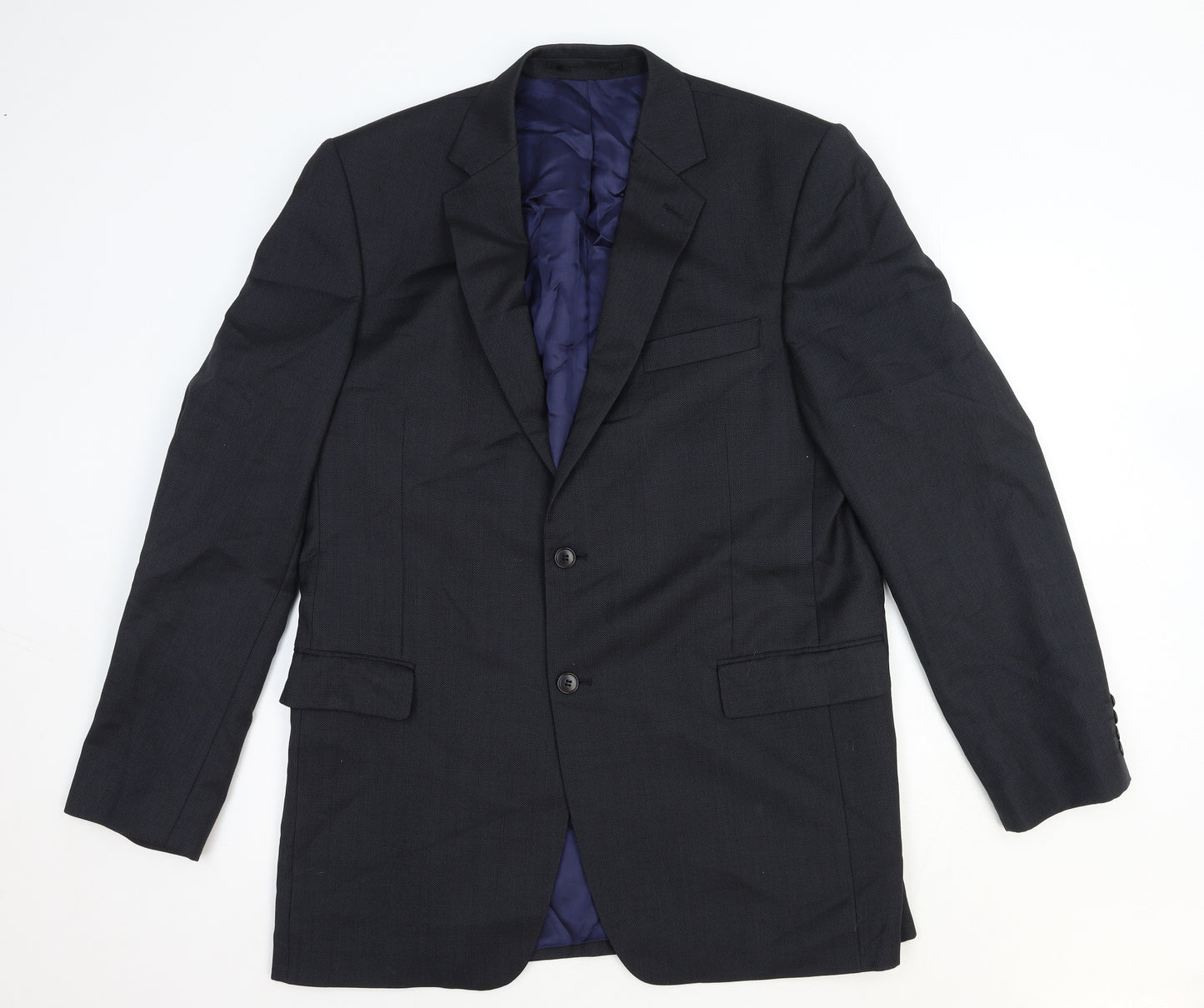 John Lewis Mens Black Wool Jacket Blazer Size L Regular