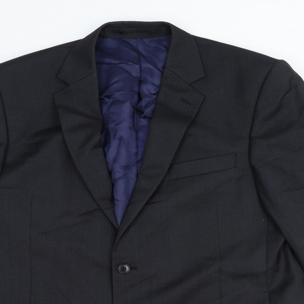 John Lewis Mens Black Wool Jacket Blazer Size L Regular