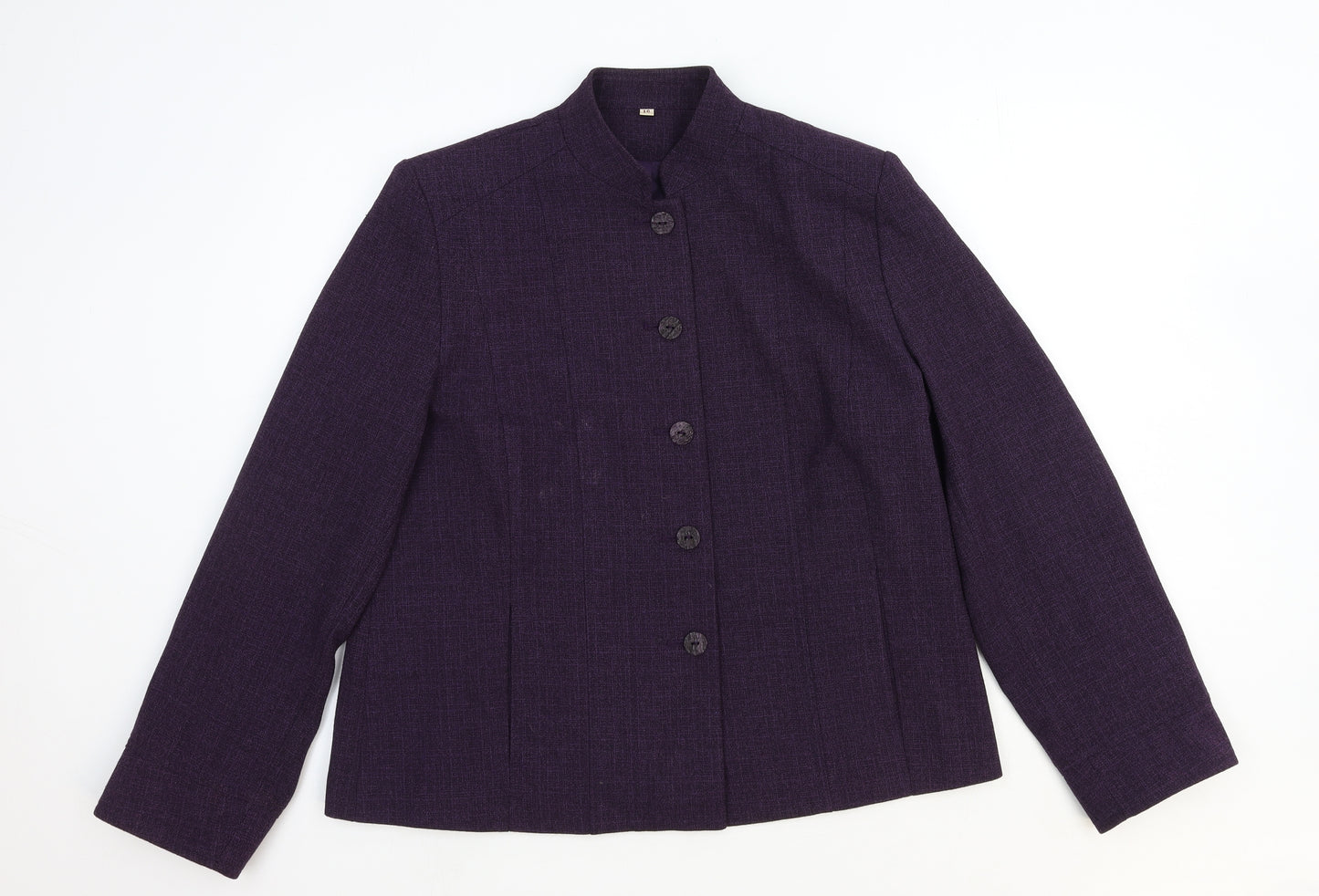 Preworn Womens Purple Pea Coat Coat Size 16 Button
