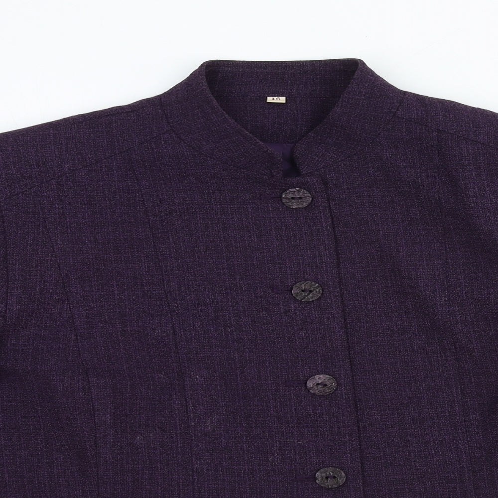 Preworn Womens Purple Pea Coat Coat Size 16 Button