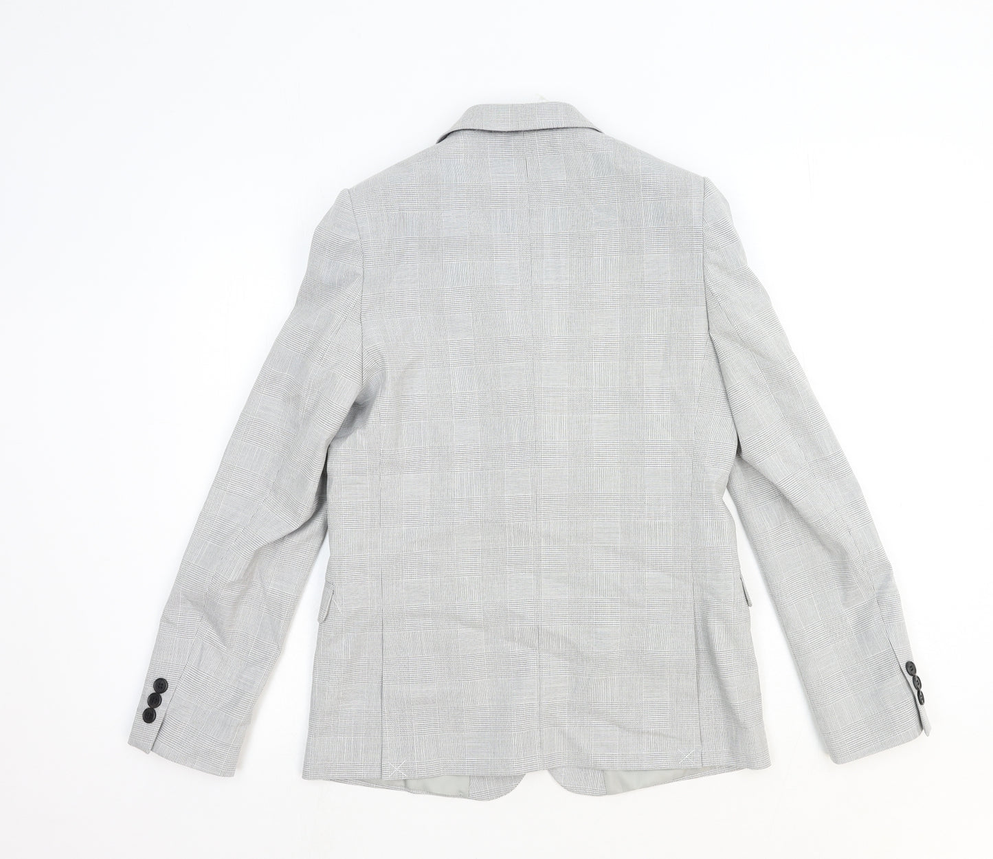 Marks and Spencer Girls Grey Plaid Jacket Blazer Size 12-13 Years Button