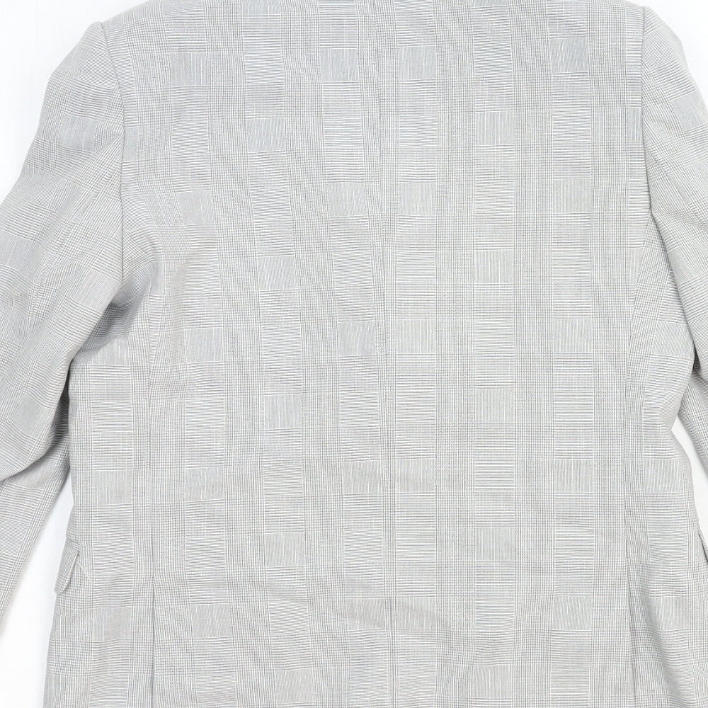 Marks and Spencer Girls Grey Plaid Jacket Blazer Size 12-13 Years Button