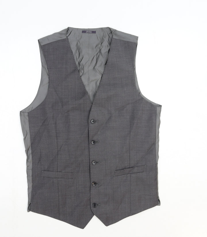 Marks and Spencer Mens Grey Polyester Jacket Suit Waistcoat Size M Regular