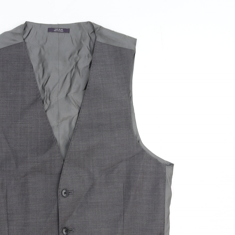 Marks and Spencer Mens Grey Polyester Jacket Suit Waistcoat Size M Regular