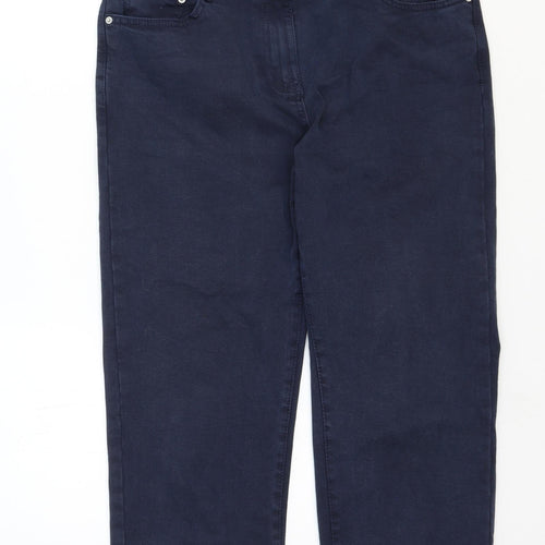 NEXT Womens Blue Cotton Cropped Jeans Size 12 Regular Button