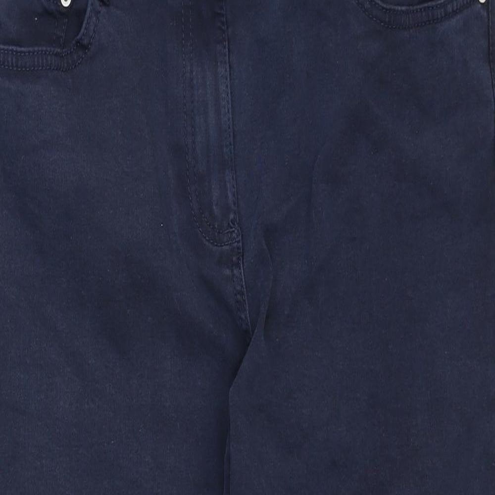 NEXT Womens Blue Cotton Cropped Jeans Size 12 Regular Button