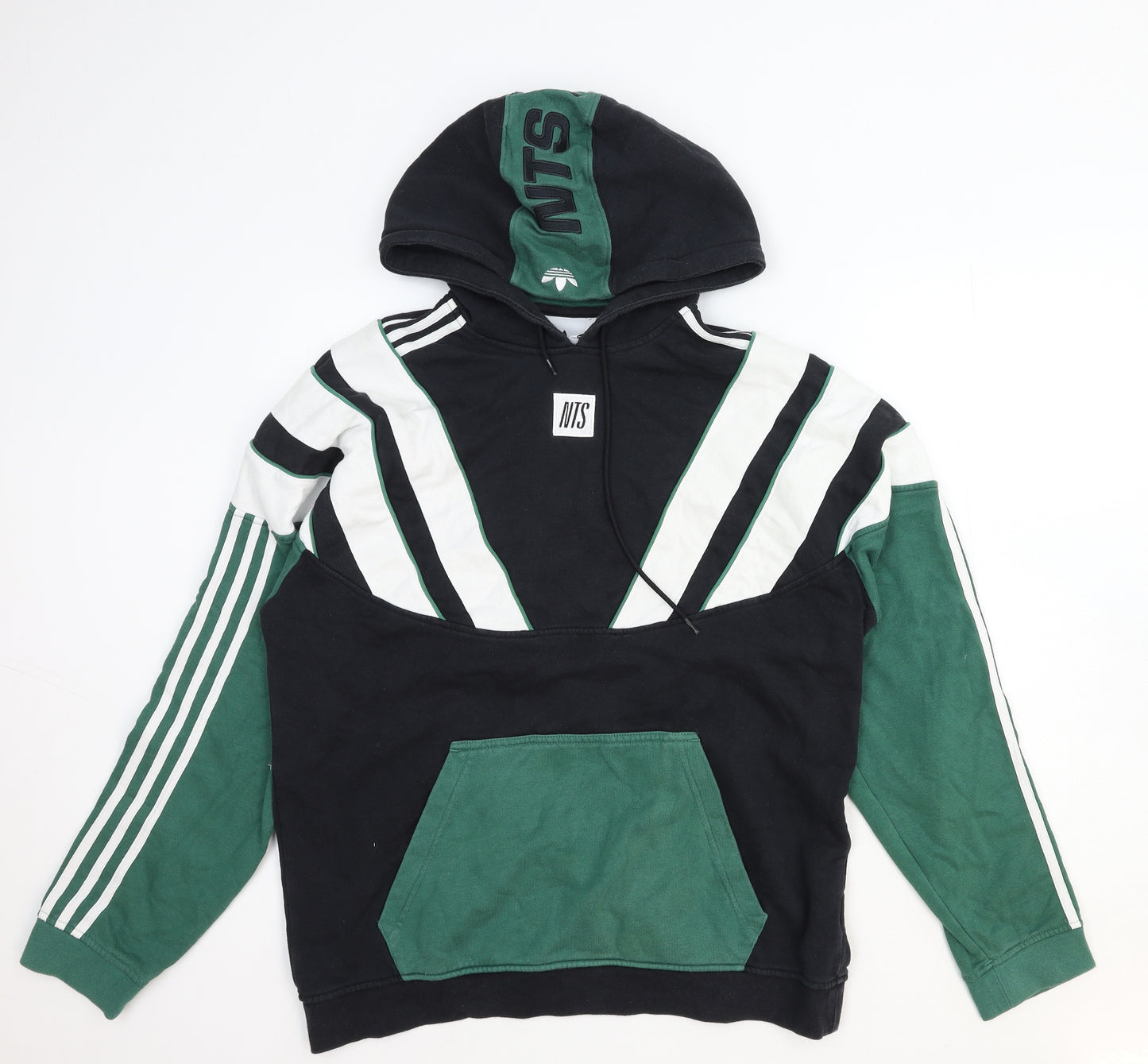 adidas Mens Multicoloured Geometric Cotton Pullover Hoodie Size M