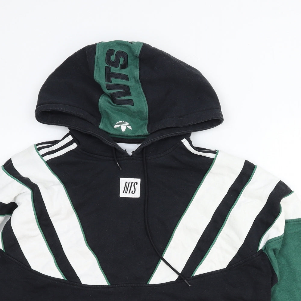 adidas Mens Multicoloured Geometric Cotton Pullover Hoodie Size M