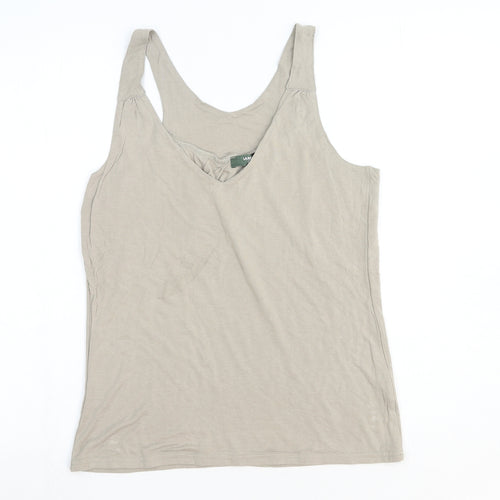 La Redoute Womens Beige Viscose Basic Tank Size 8 V-Neck