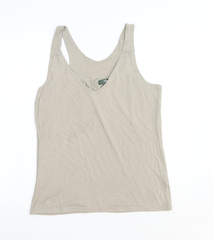 La Redoute Womens Beige Viscose Basic Tank Size 8 V-Neck