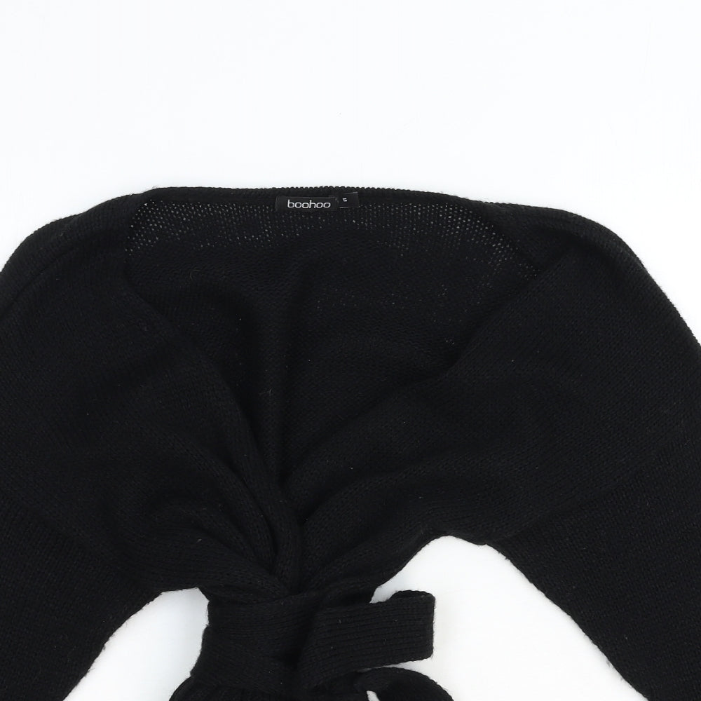 Boohoo Womens Black V-Neck Acrylic Wrap Jumper Size S