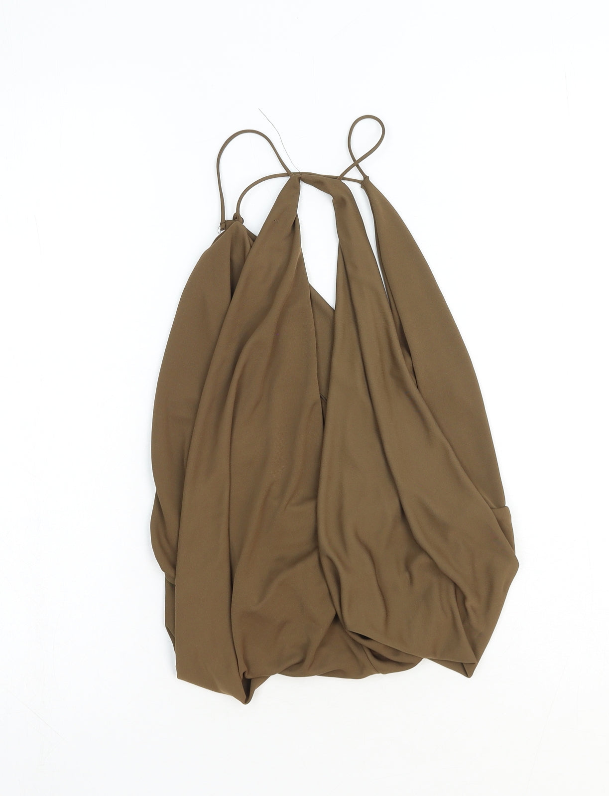 Zara Womens Brown Polyester Basic Tank Size S V-Neck