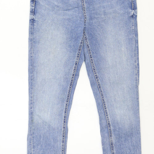 Denim & Co. Womens Blue Cotton Skinny Jeans Size 8 Regular Zip - Distressed Hems