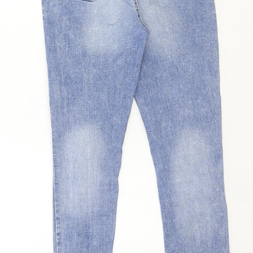 Denim & Co. Womens Blue Cotton Skinny Jeans Size 8 Regular Zip - Distressed Hems
