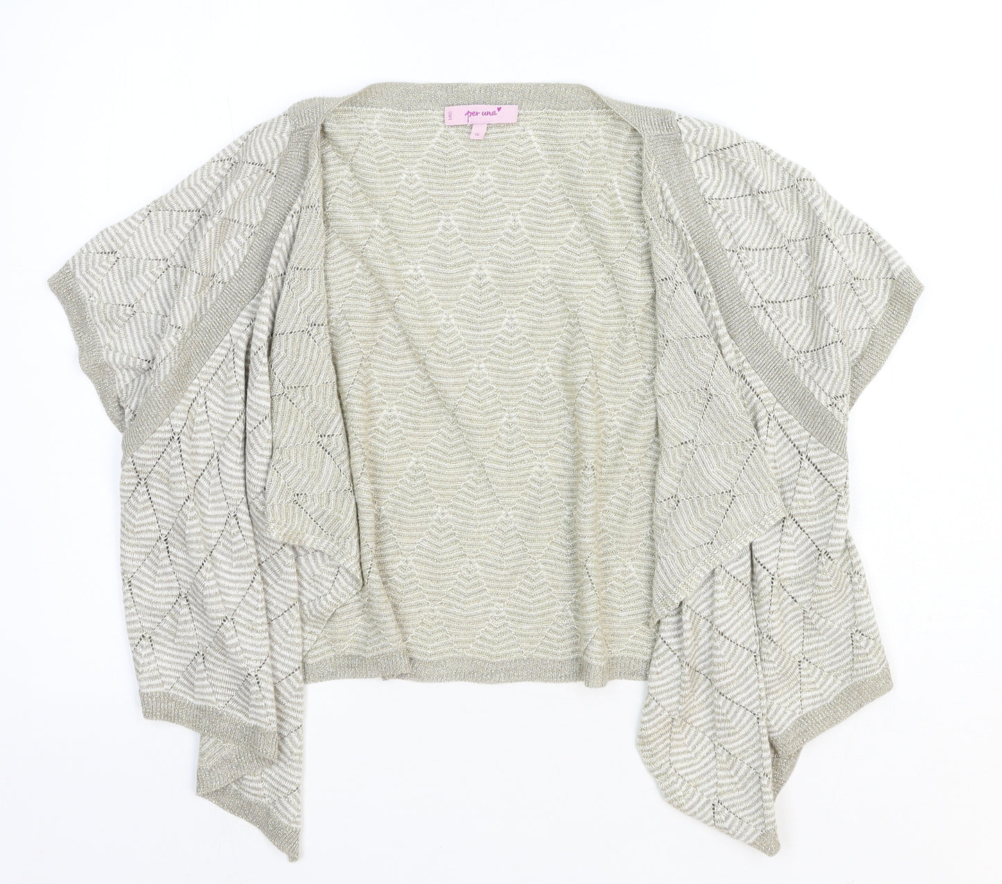 Per Una Womens Beige V-Neck Acrylic Cardigan Jumper Size 16