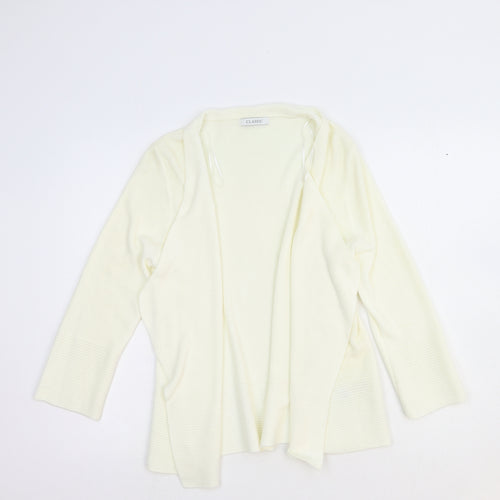 Marks and Spencer Womens White V-Neck Acrylic Cardigan Jumper Size 12