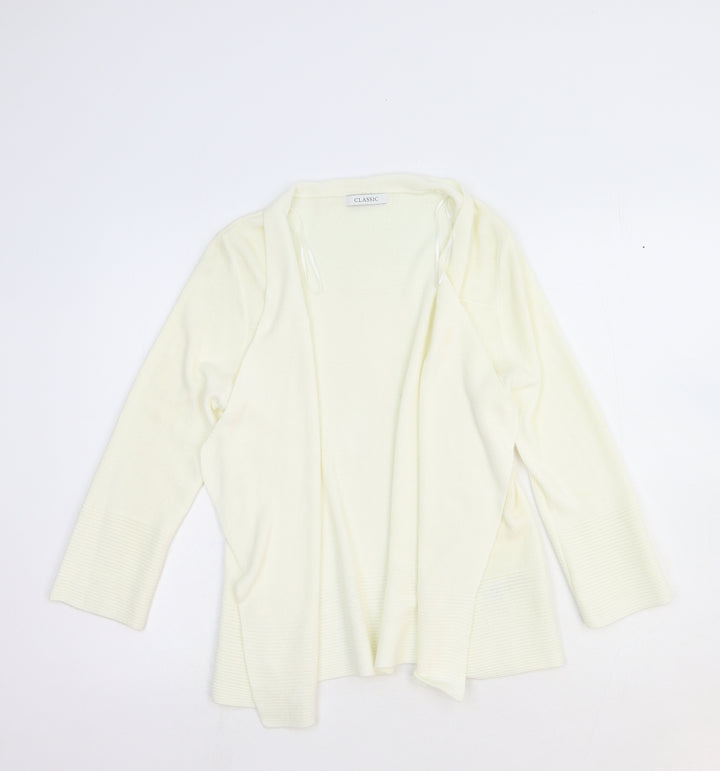 Marks and Spencer Womens White V-Neck Acrylic Cardigan Jumper Size 12