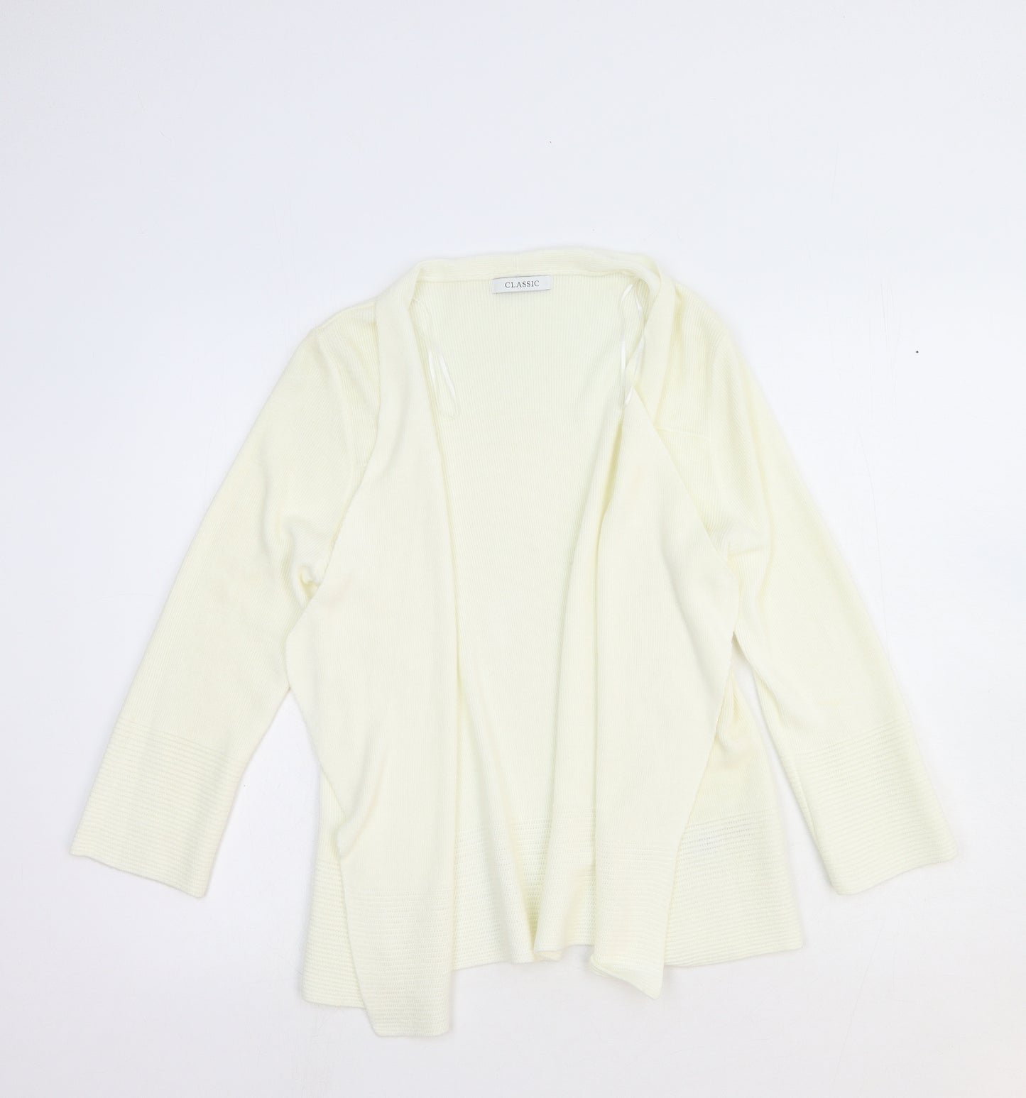 Marks and Spencer Womens White V-Neck Acrylic Cardigan Jumper Size 12