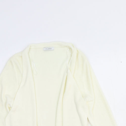 Marks and Spencer Womens White V-Neck Acrylic Cardigan Jumper Size 12