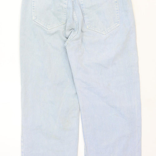 Pull&Bear Womens Black Cotton Straight Jeans Size 8 Regular Zip - Distressed Hems