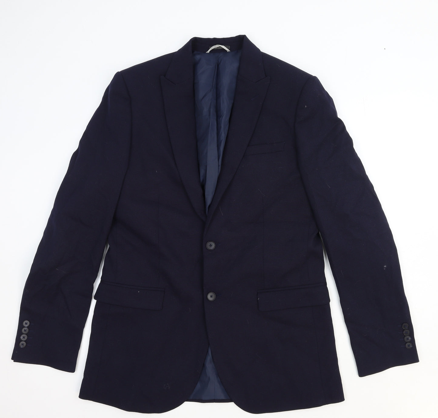 Marks and Spencer Mens Blue Paisley Wool Jacket Blazer Size XL Regular